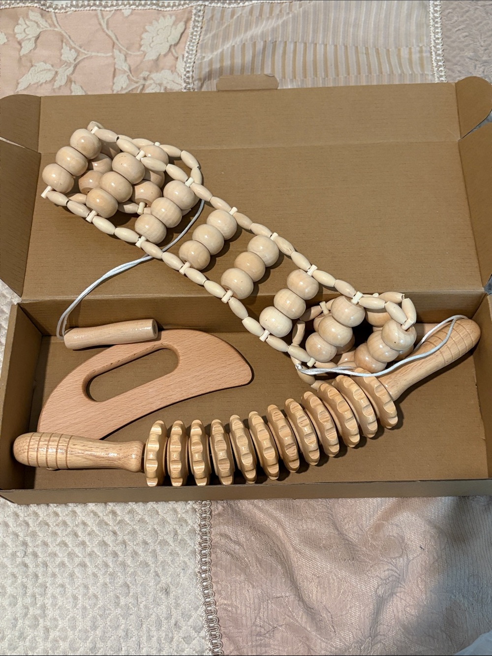 3 piece Wooden hand-held massage roller set